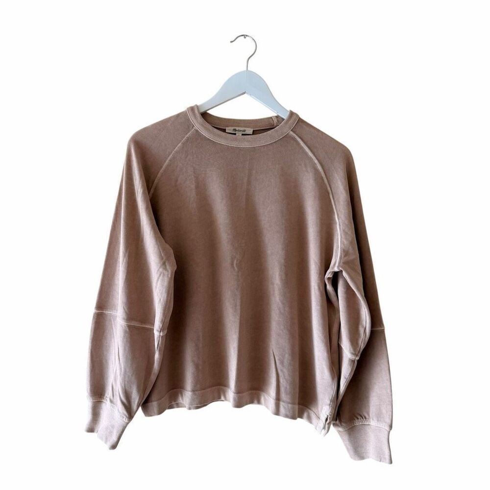 Madewell Beige Crewneck Pullover Long Sleeves Soft Lagenlook Top SZ M #2560